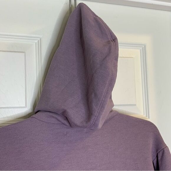 Madewell Pleat-Sleeve Shrunken Hoodie Sweatshirt Size XS Purple - Picture 4 of 9